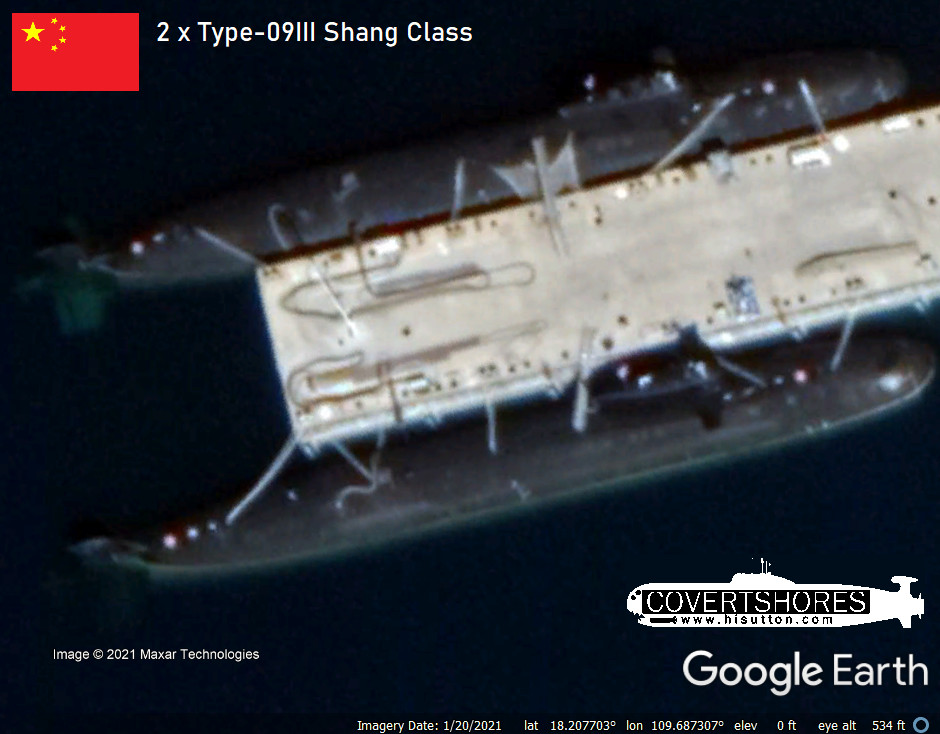Chinese submarine on Google Earth, Maxar satellite imagery