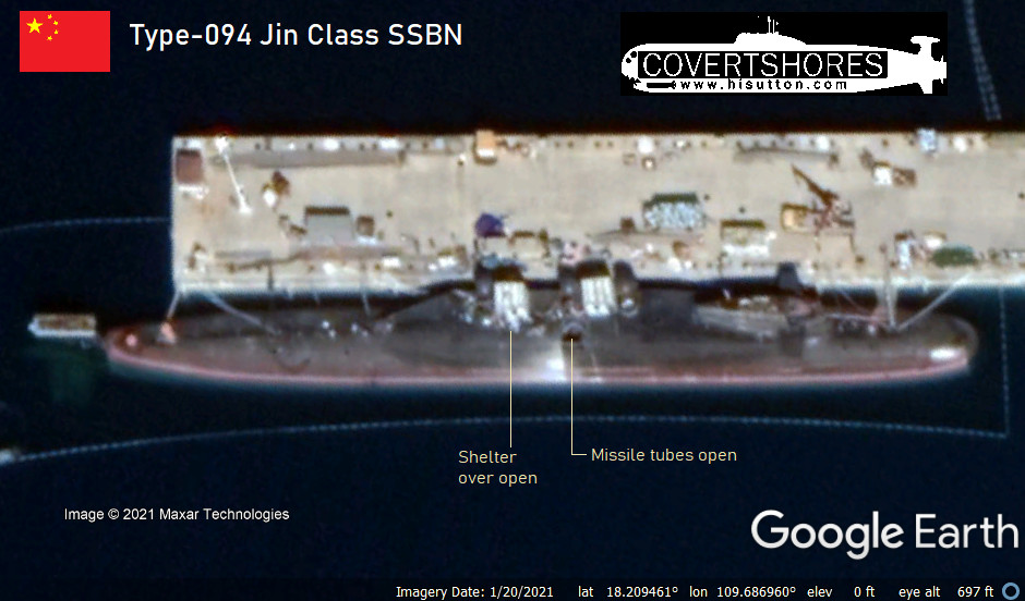 Chinese submarine on Google Earth, Maxar satellite imagery