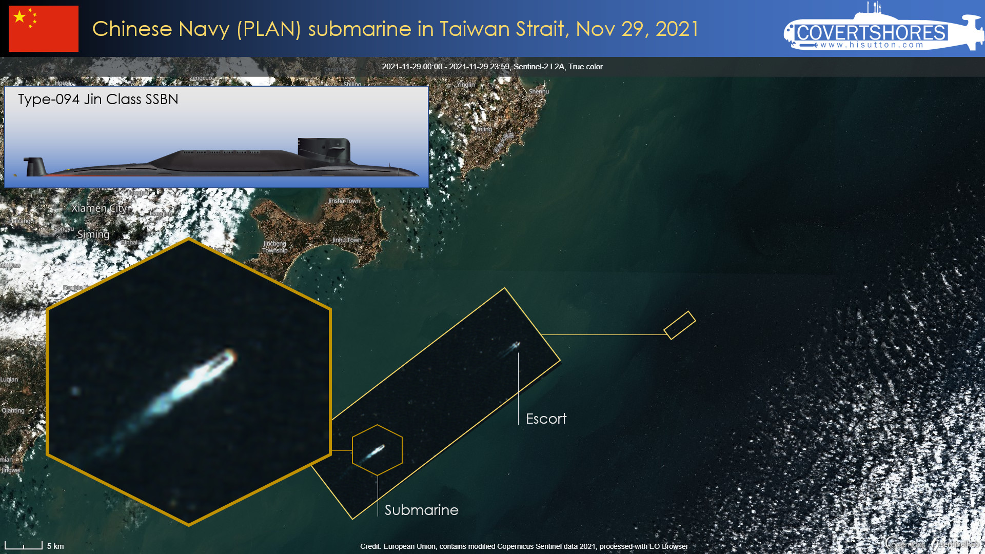 核潛艦,衛星圖像,南海戰略態勢感知,P-8A,台灣海峽,潛艦,嚇阻,戰略型彈道飛彈潛艦,海南島,三亞基地
