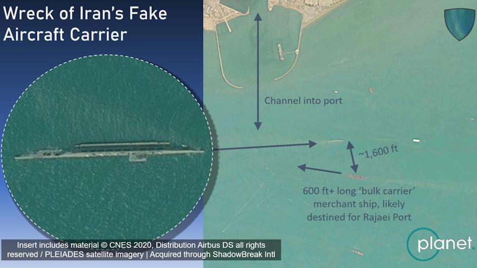 Wreck of Iran's Fake Aircraft Carrier