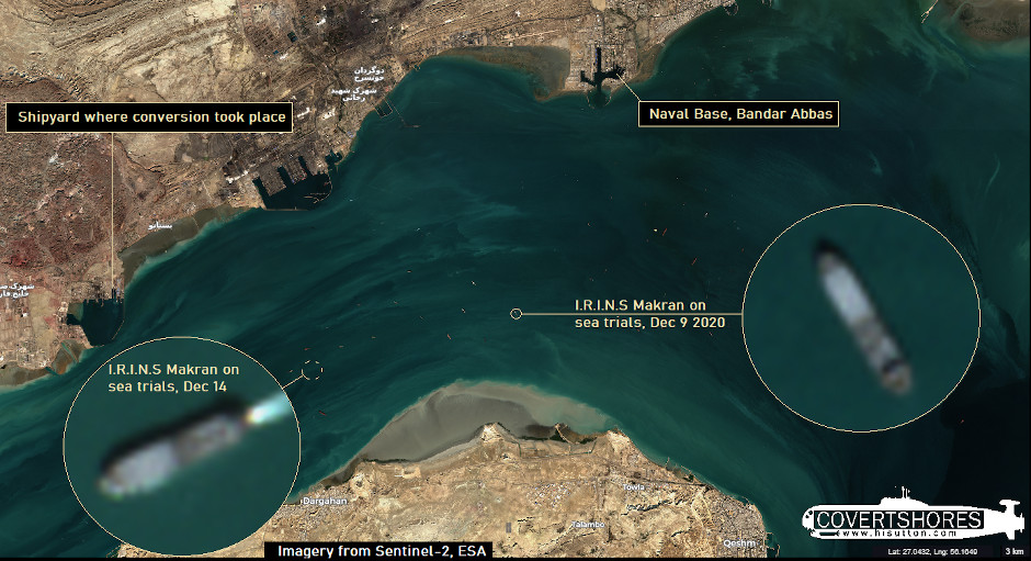 Iranian Navy's largest Ship, I.R.I.N.S Makran, Observed On Sea Trials