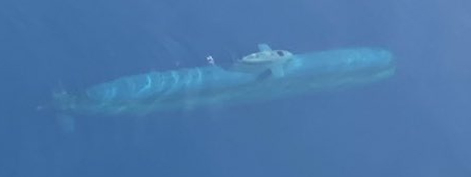 Italian Navy Type-212A Submarine seen from German Navy P-3C Orion aircraft