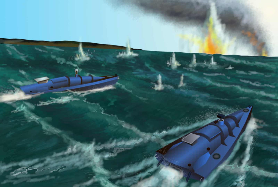 Artist's impression of maritime drones attacking Sevastopol. H I Sutton.