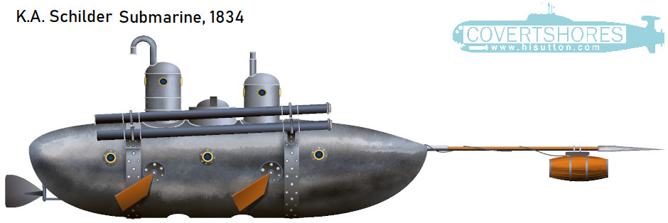 Russian Navy Schilder Rocket Armed Submarine, From 1838