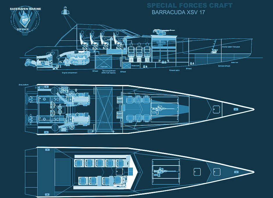 safehaven Marine Engineering Barracuda SV-11 SV-13 XSV-17 Interceptors