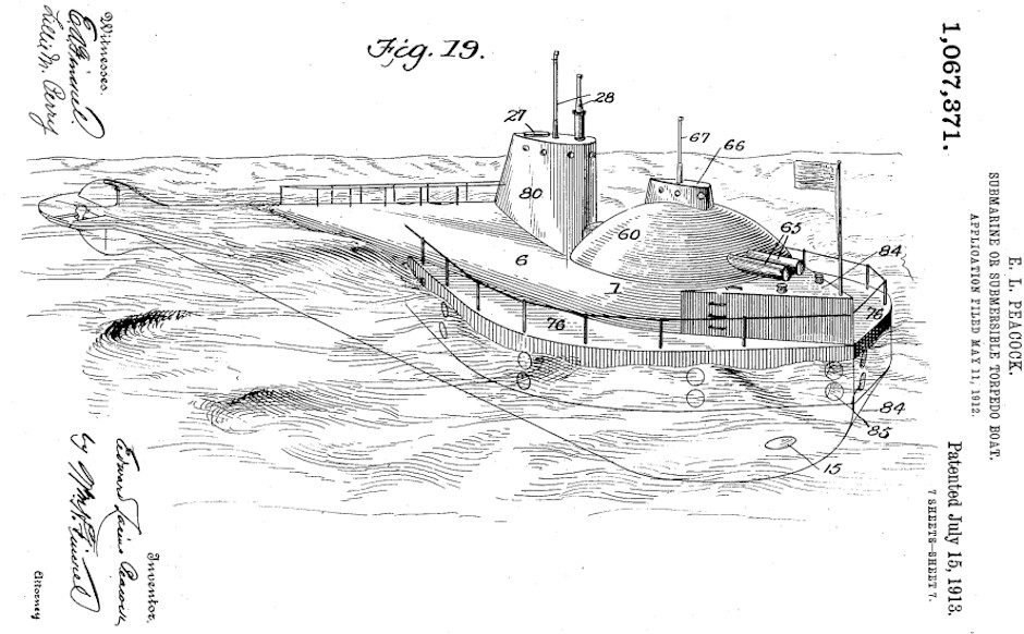 Lake Submarine Patent of 1913