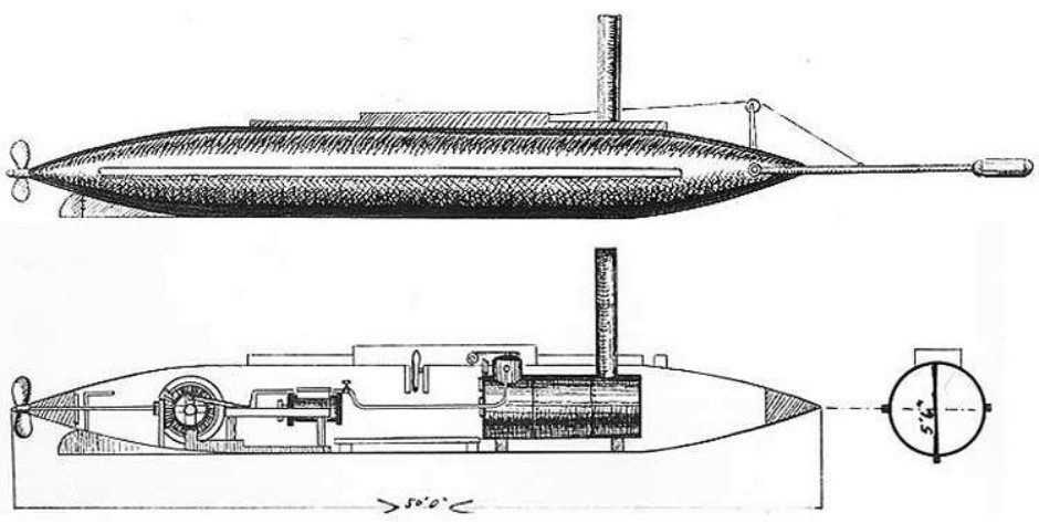 The Confederate Navy David class semi-submarine